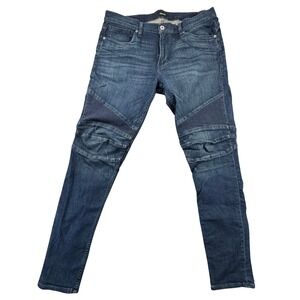 HUDSON Ethan Biker Skinny Jeans Men Dark Wash Moto Style Size 36x33‎ EUC